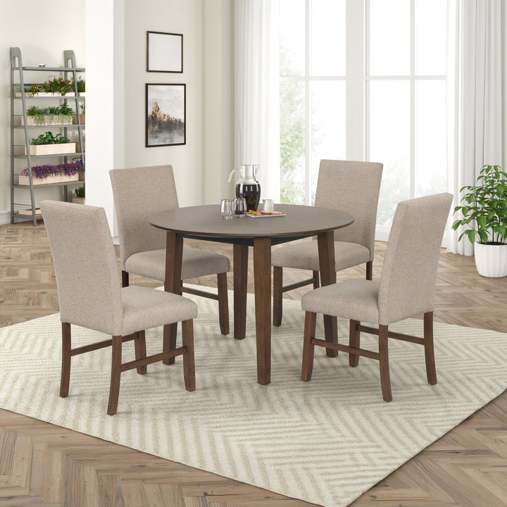 Hargrove 5 Pc 42" Round Dining Table &amp; 4 Chairs-Brown