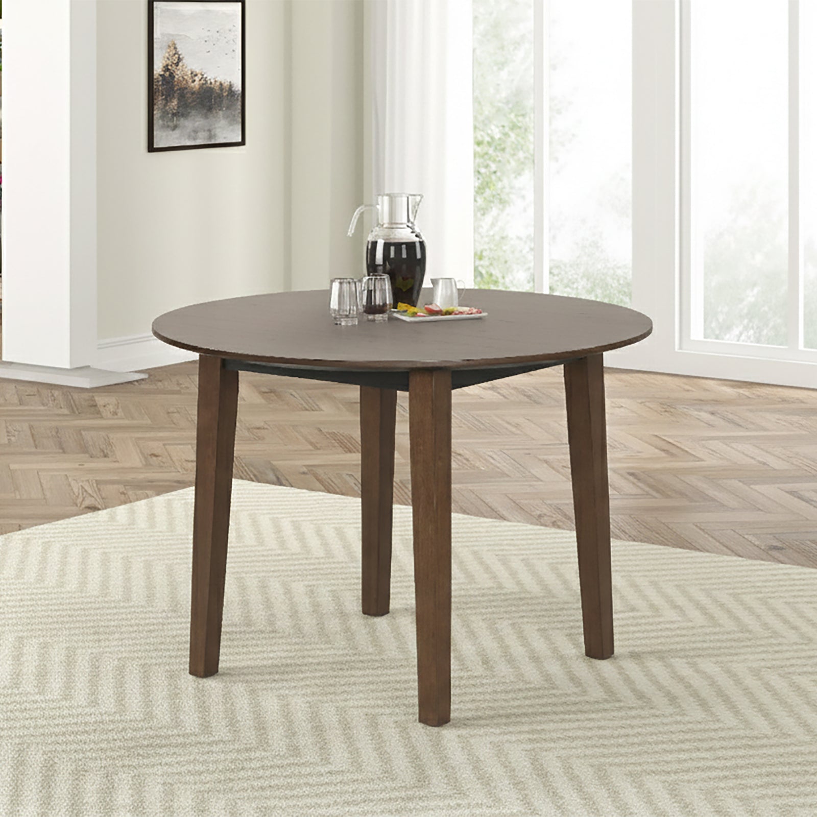 Hargrove 5 Pc 42" Round Dining Table & 4 Chairs-Brown