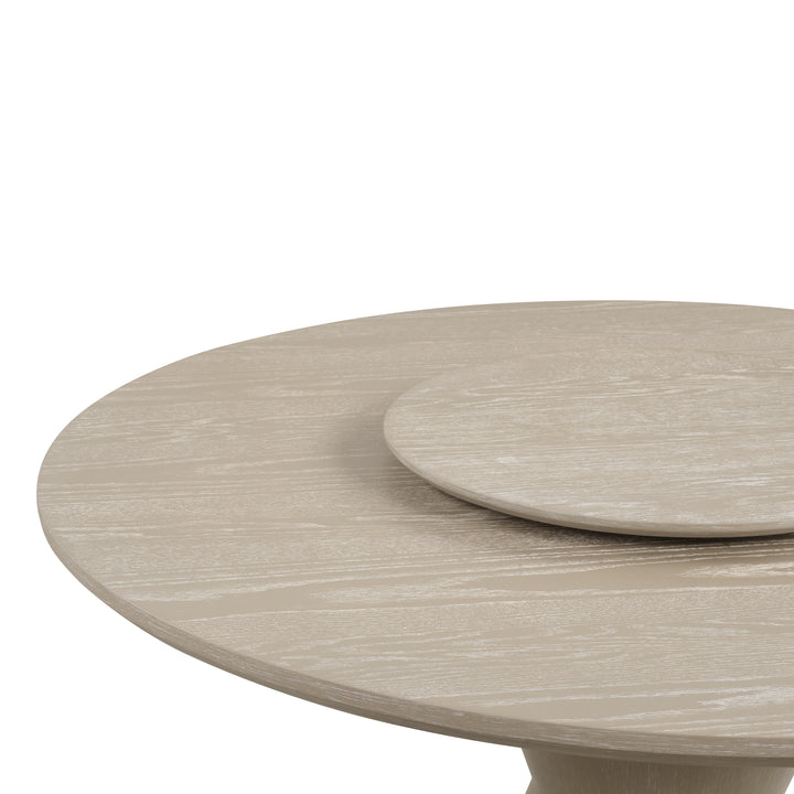 Gwendolyn Round Dining Table Top &amp; Lazy Susan-Cerused Taupe