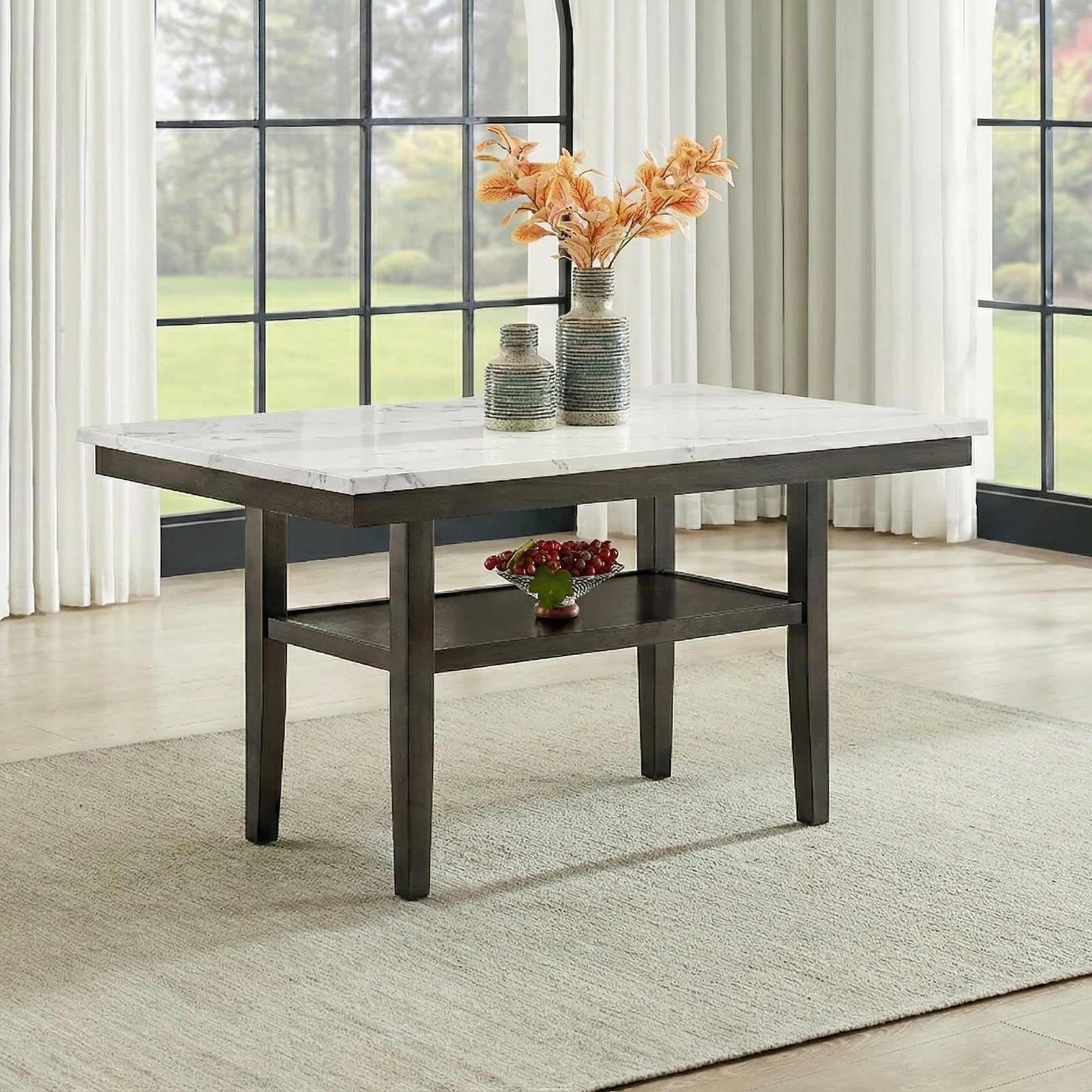 Carissa 60" Rectangle Dining Table W/storage Shelf
