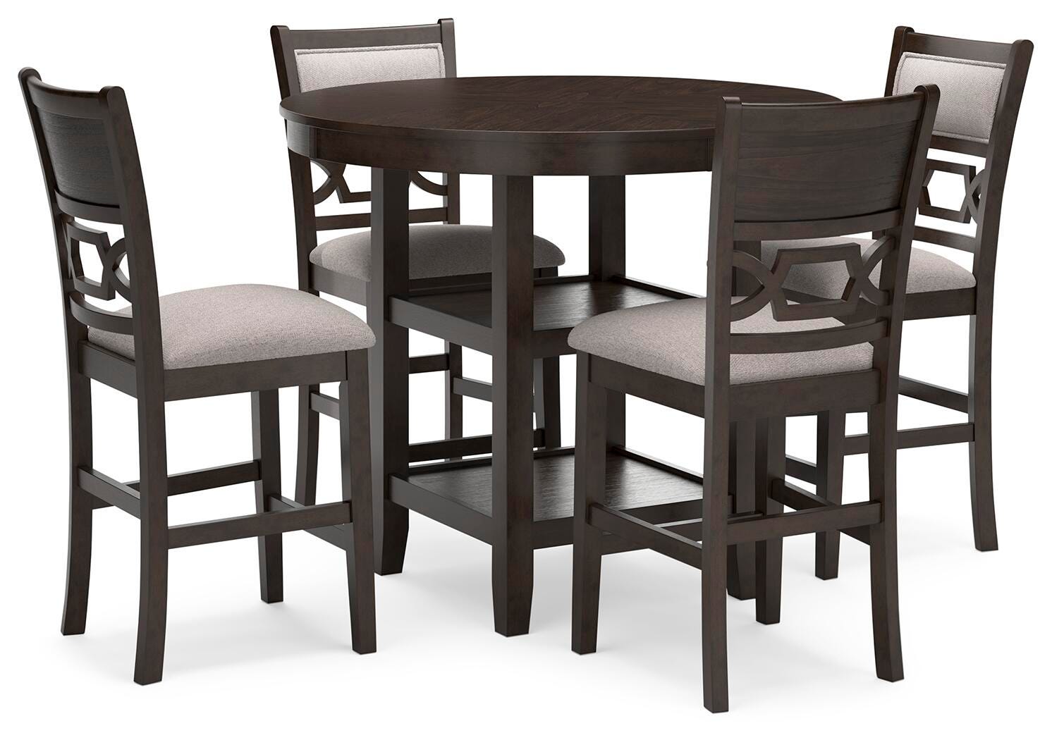 Langwest Counter Height Dining Table and 4 Barstools (Set of 5) - Dark Brown (1)