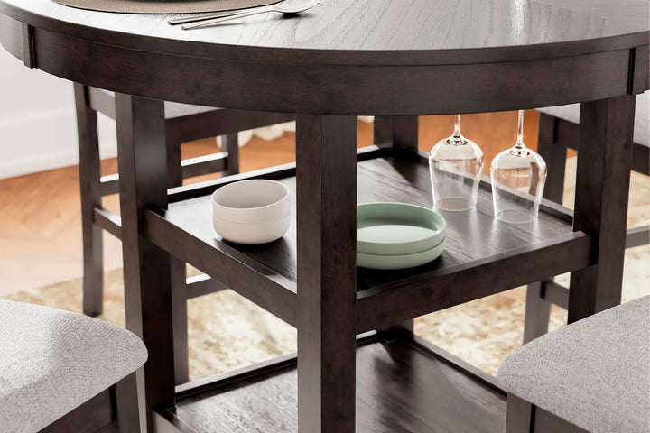 Langwest Counter Height Dining Table and 4 Barstools (Set of 5) - Dark Brown (4)