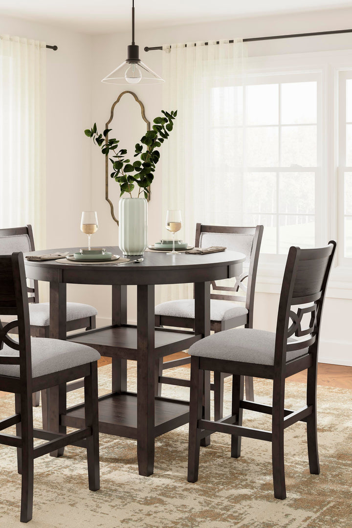 Langwest Counter Height Dining Table and 4 Barstools (Set of 5) - Dark Brown (5)