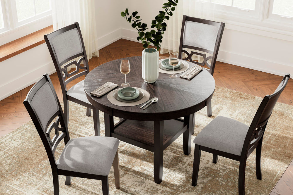Langwest Dining Table and 4 Chairs (Set of 5) - Dark Brown (5)