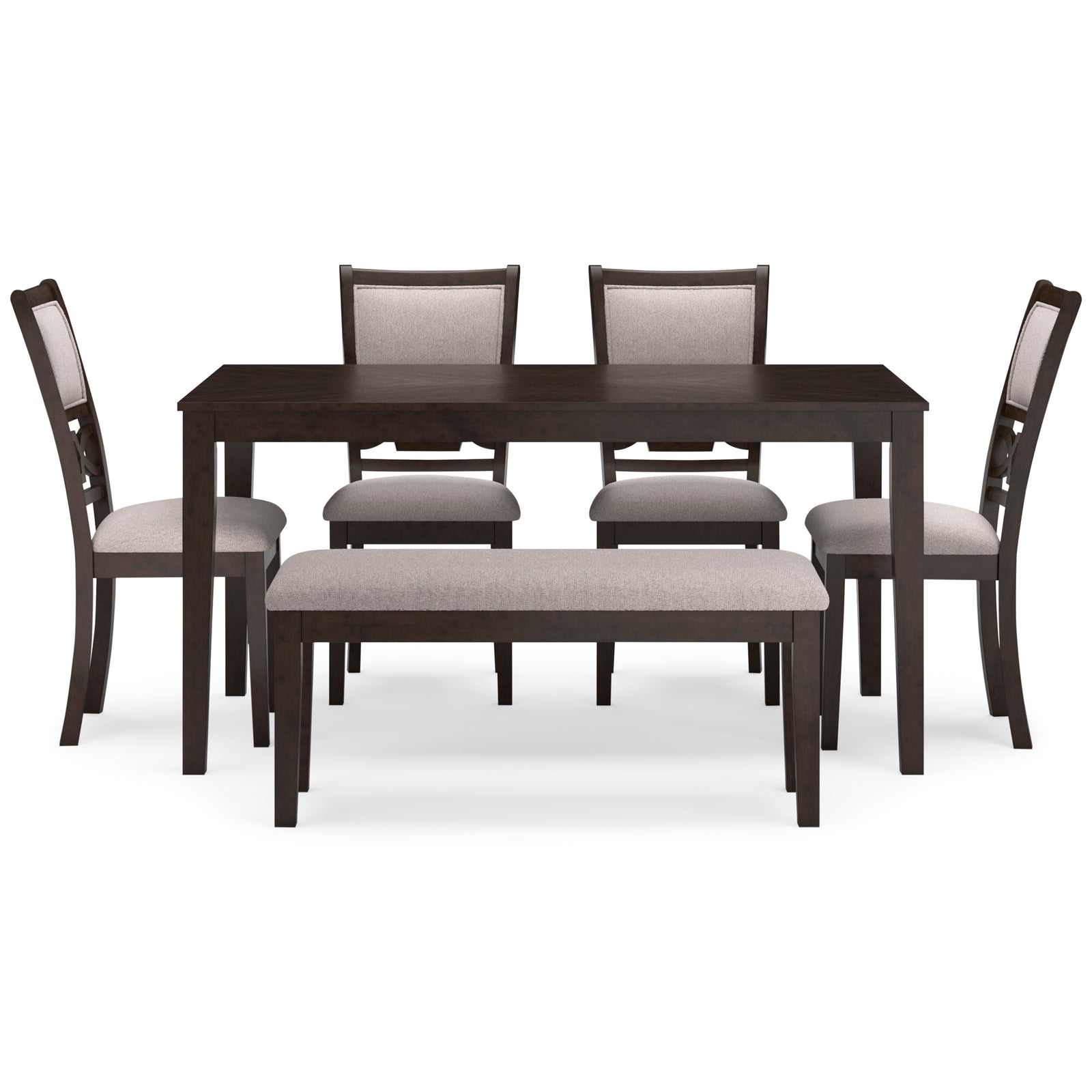 Langwest Dining Table with 4 Chairs and Bench