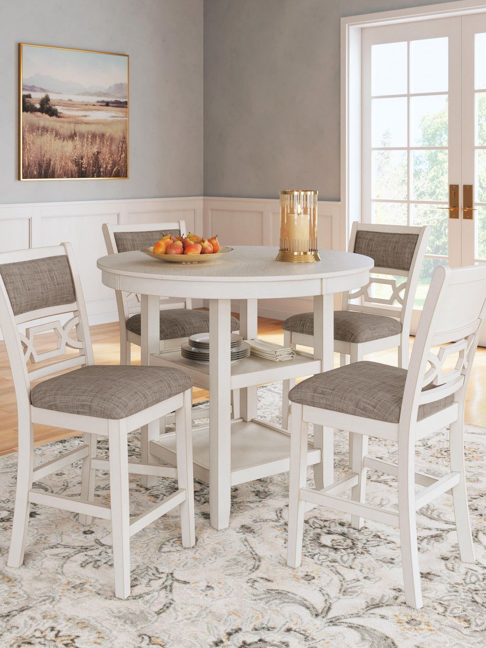 Erinberg Counter Height Dining Table and 4 Barstools (Set of 5) - White (6)