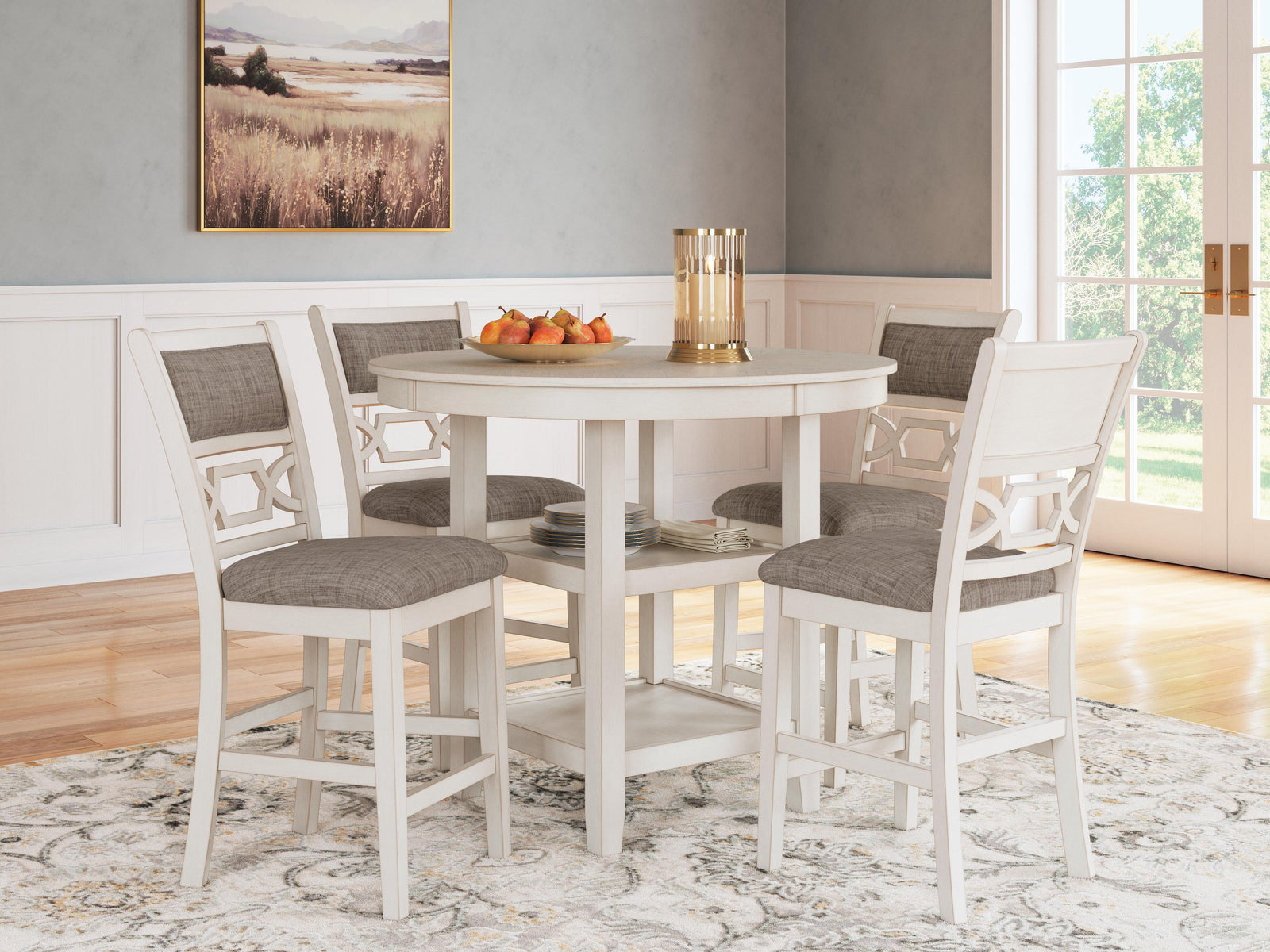 Erinberg Counter Height Dining Table and 4 Barstools (Set of 5) - White (2)