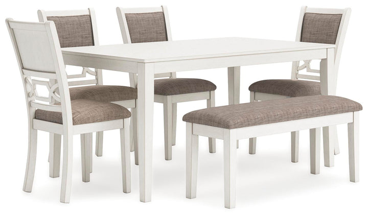 Erinberg Dining Table and 4 Chairs and Bench (Set of 6) - White (1)