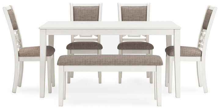 Erinberg Dining Table and 4 Chairs and Bench (Set of 6) - White (3)