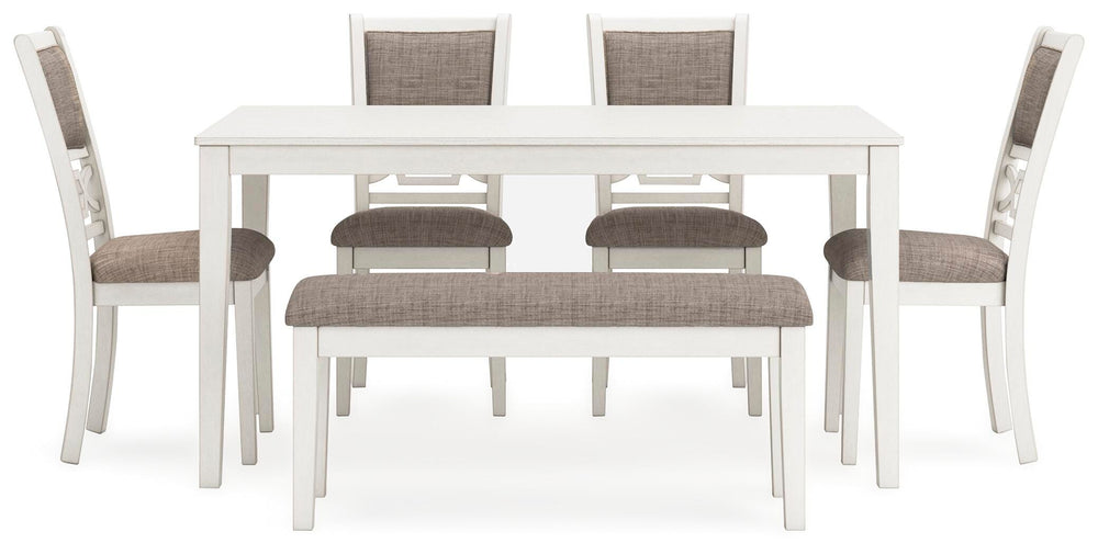 Erinberg Dining Table and 4 Chairs and Bench (Set of 6) - White (3)