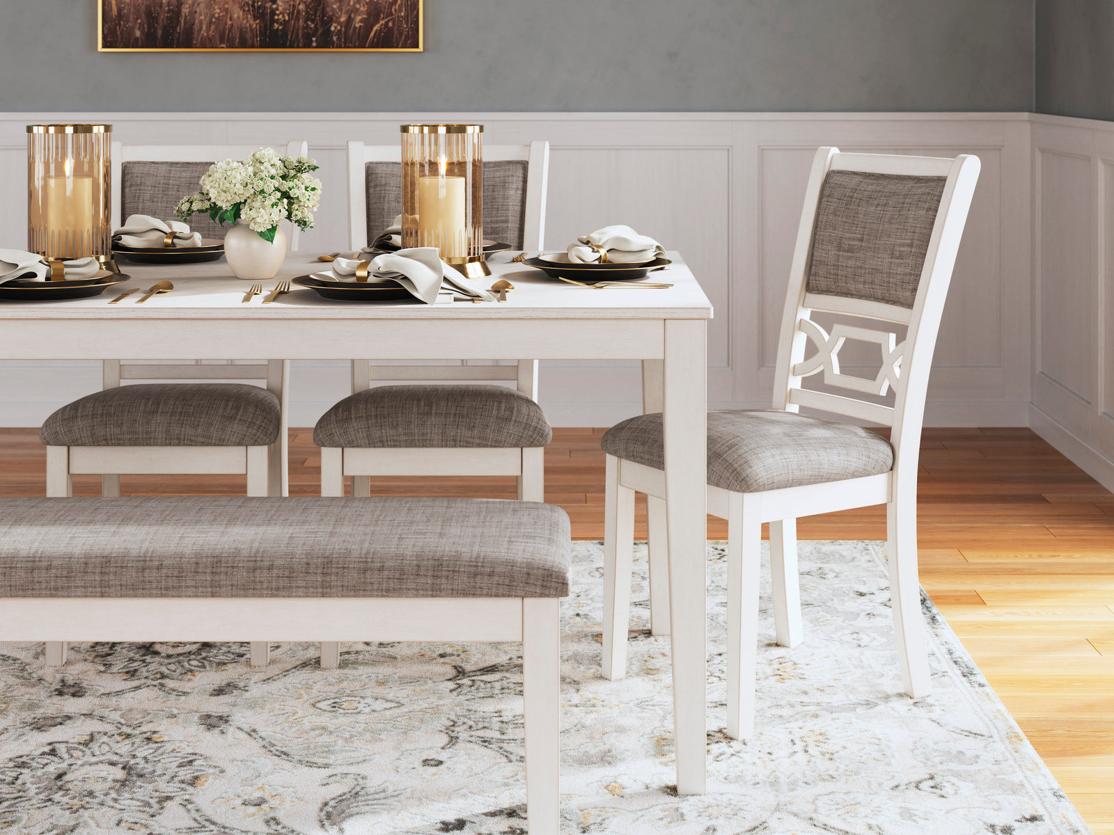 Erinberg Dining Table with 4 Chairs and Bench