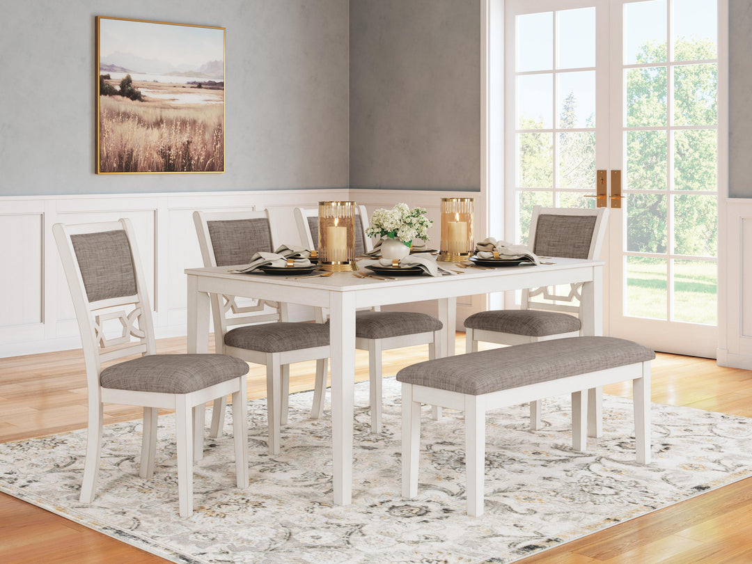 Erinberg Dining Table and 4 Chairs and Bench (Set of 6) - White (2)