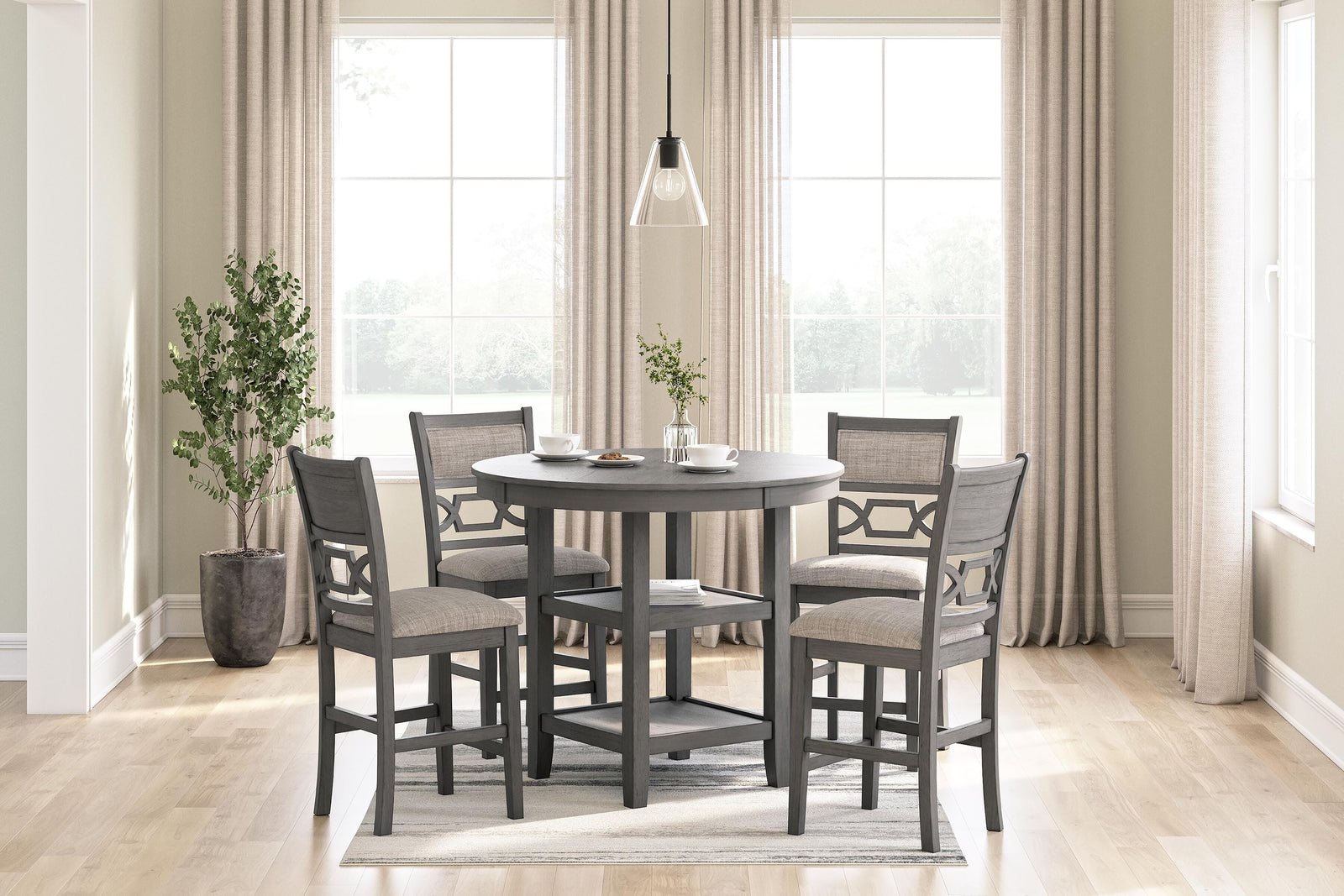 Wrenning Counter Height Dining Table and 4 Barstools (Set of 5) - Gray (2)