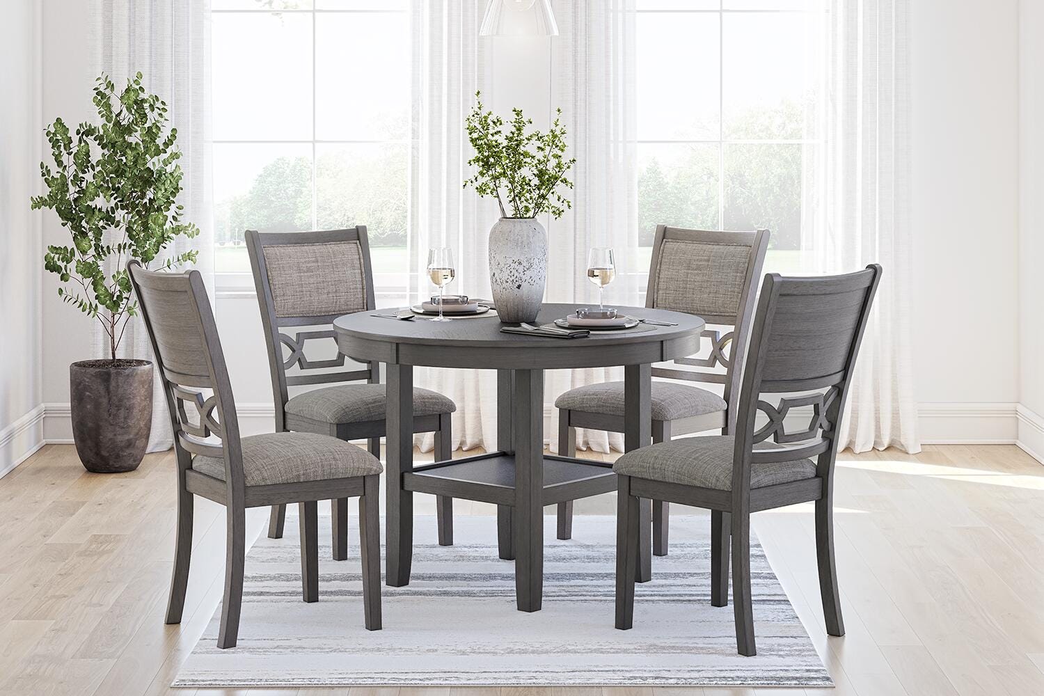Wrenning Dining Table and 4 Chairs (Set of 5) - Gray (2)