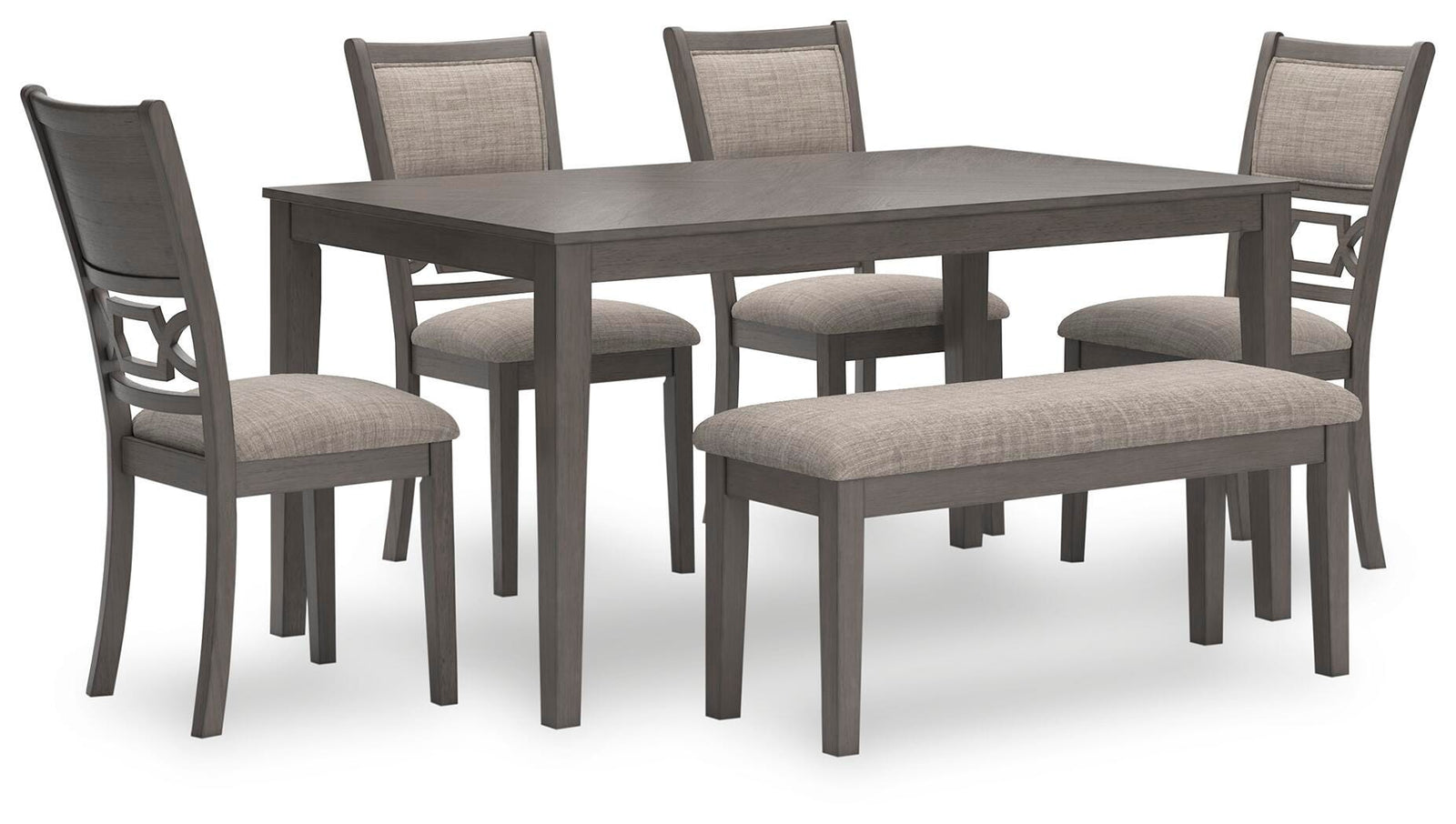 Wrenning Dining Table and 4 Chairs and Bench (Set of 6) - Gray (1)