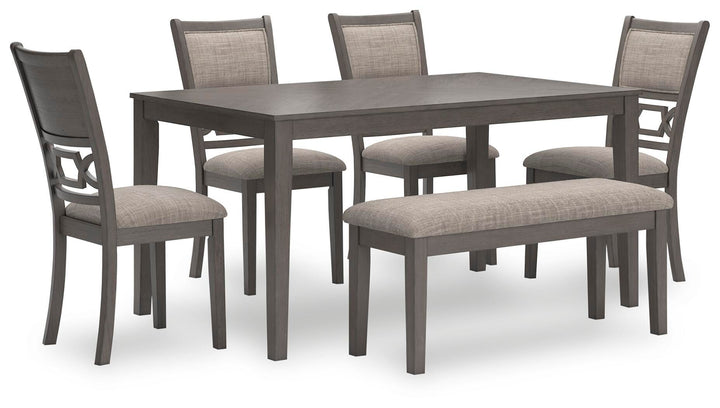 Wrenning Dining Table and 4 Chairs and Bench (Set of 6) - Gray (1)