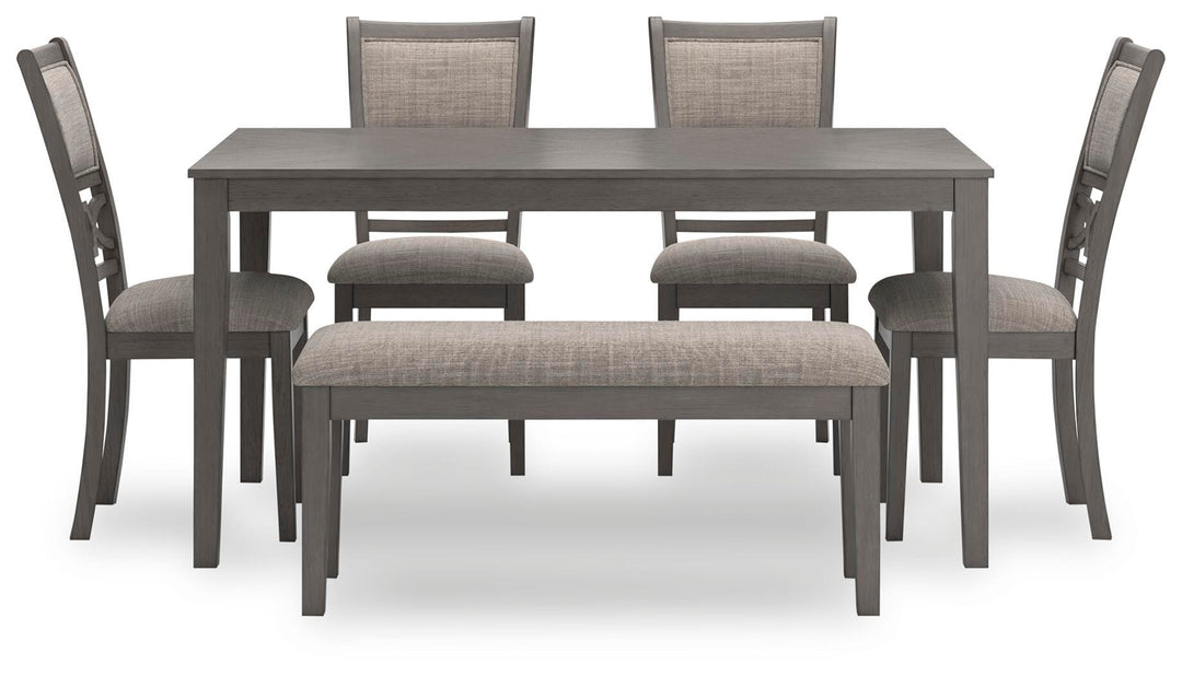 Wrenning Dining Table and 4 Chairs and Bench (Set of 6) - Gray (3)