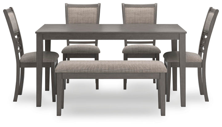 Wrenning Dining Table and 4 Chairs and Bench (Set of 6) - Gray (3)