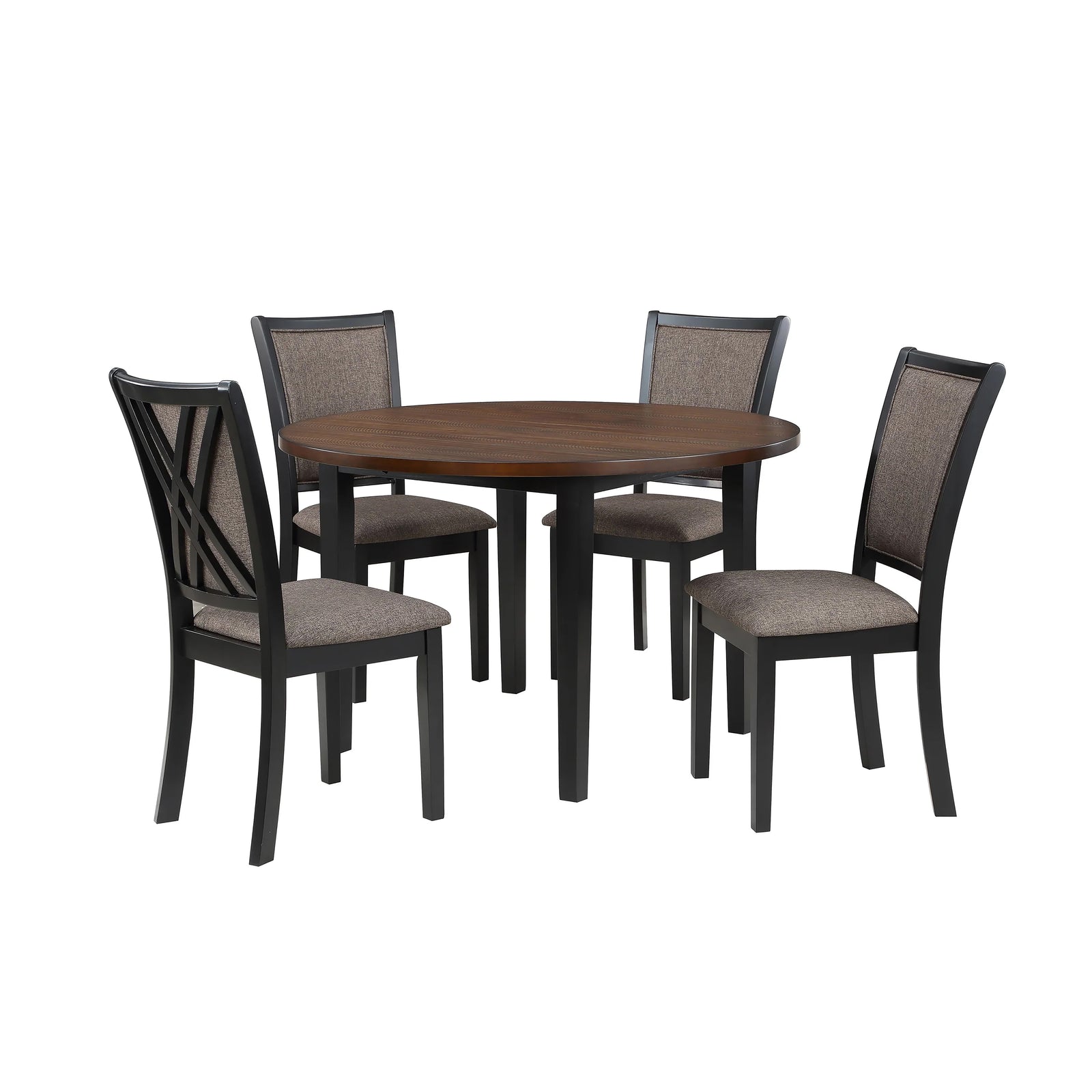 Potomac 48" Round Dining Table & 4 Chairs-Brown/black