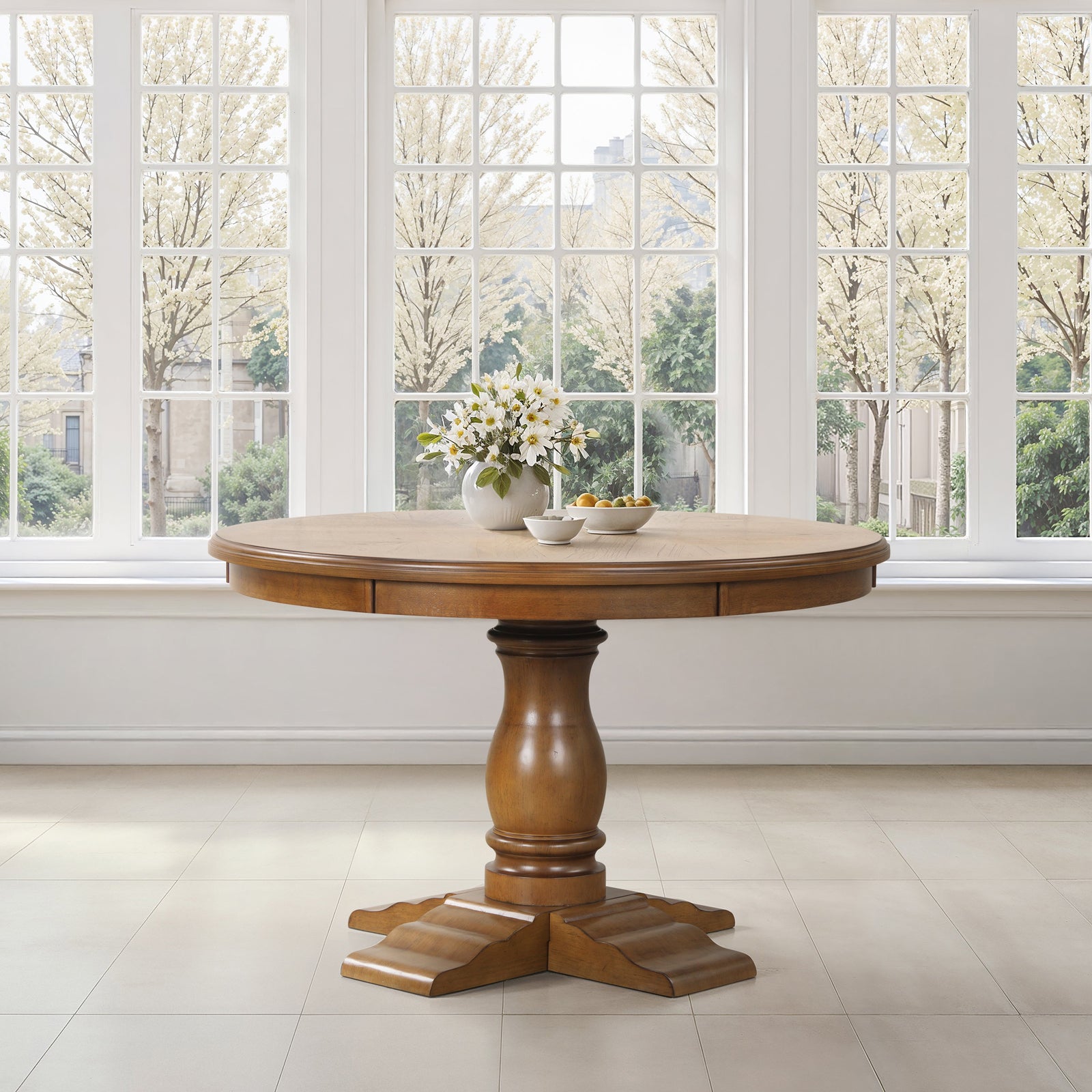 Sunset 48" Round Dining Table-Brown