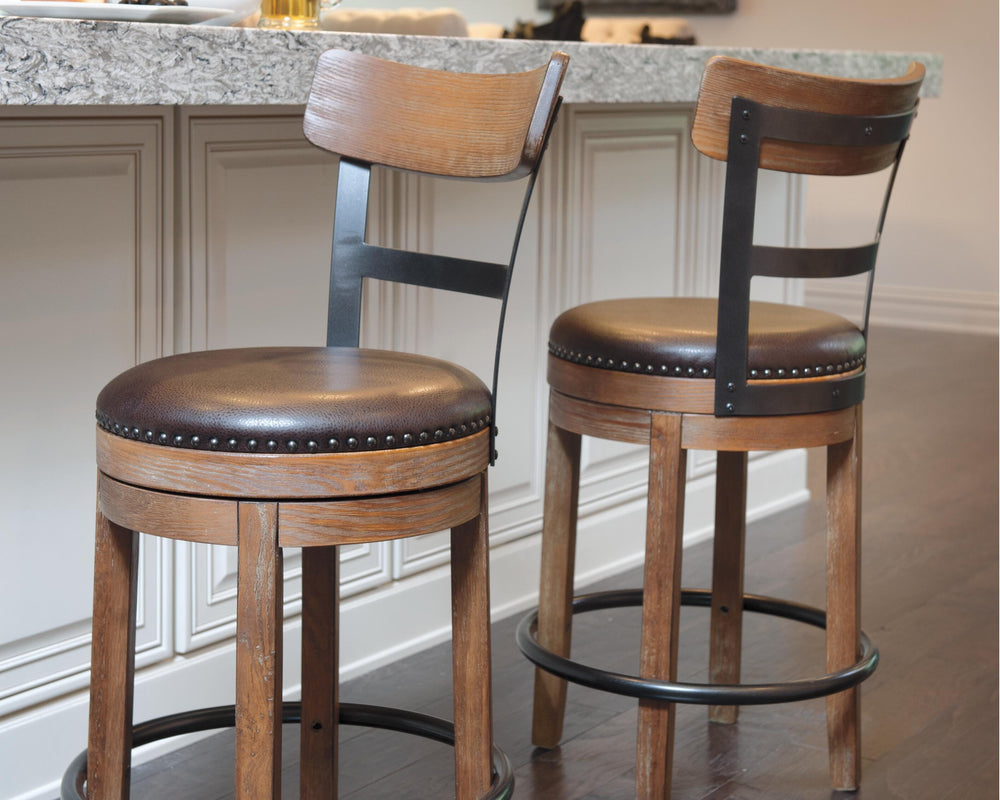 Pinnadel Counter Height Bar Stool - Light Brown (2)