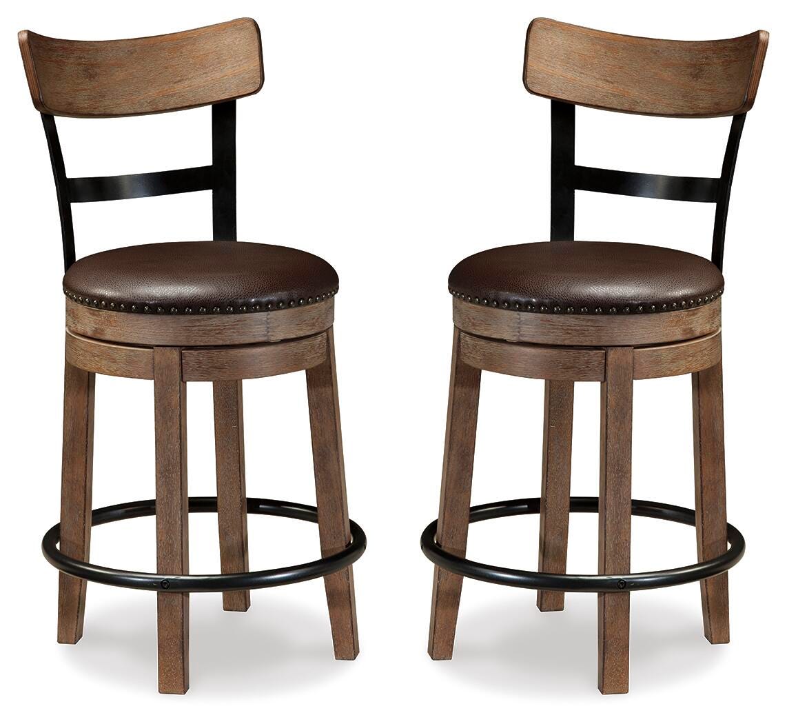 Pinnadel Counter Height Bar Stool (Set of 2) - Grayish Brown (2)