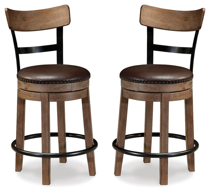 Pinnadel Counter Height Bar Stool (Set of 2) - Grayish Brown (2)