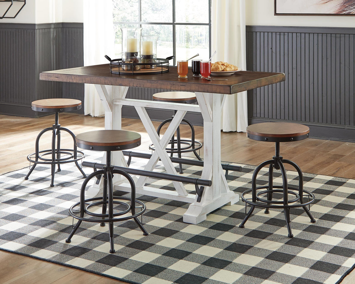 Valebeck Counter Height Dining Table - White/Brown (2)