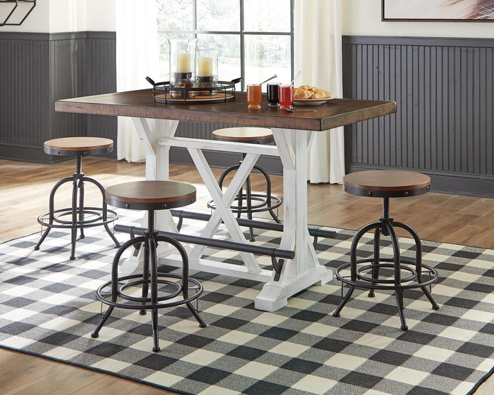 Valebeck Counter Height Dining Table - White/Brown (2)