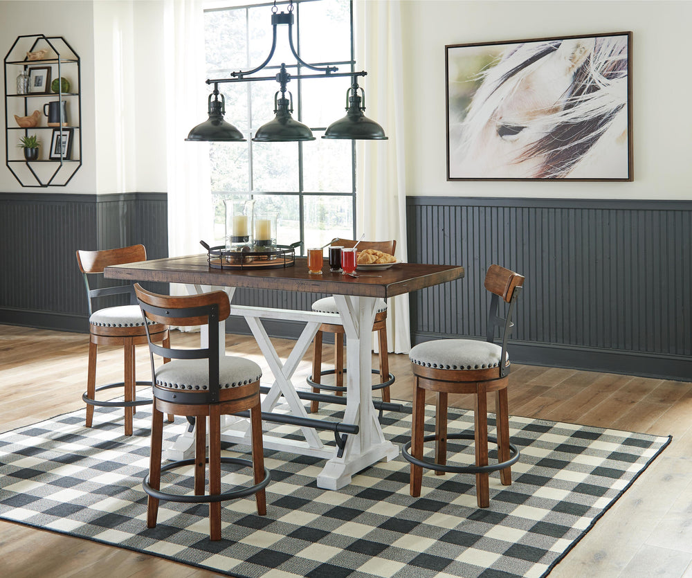 Valebeck Counter Height Dining Table and 4 Barstools - Brown (2)