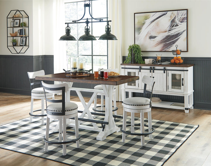 Valebeck Counter Height Dining Table, 4 Barstools and Server - Multi (1)