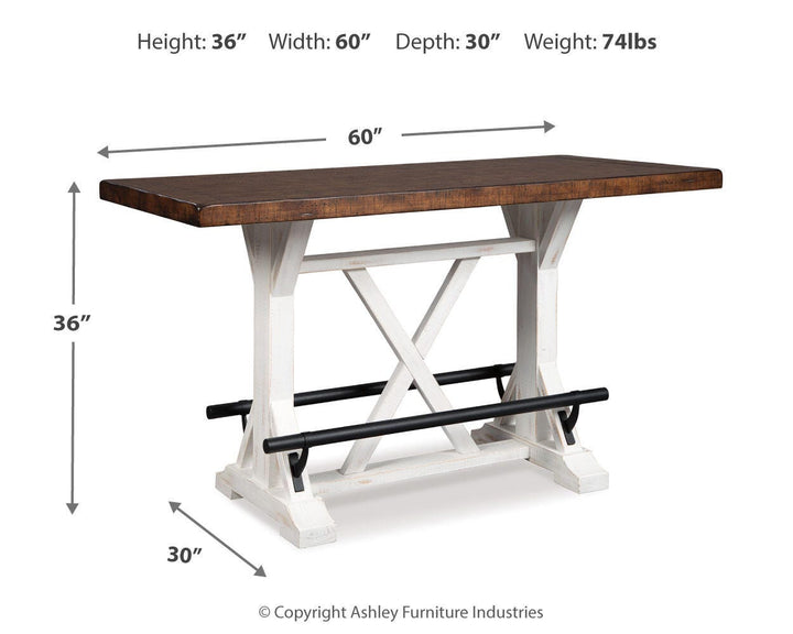 Valebeck Counter Height Dining Table, 4 Barstools and Server - Multi (10)