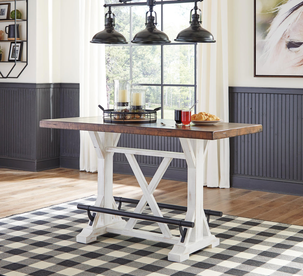 Valebeck Counter Height Dining Table - White/Brown (3)