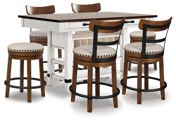 Valebeck Counter Height Dining Table and 6 Barstools (1)