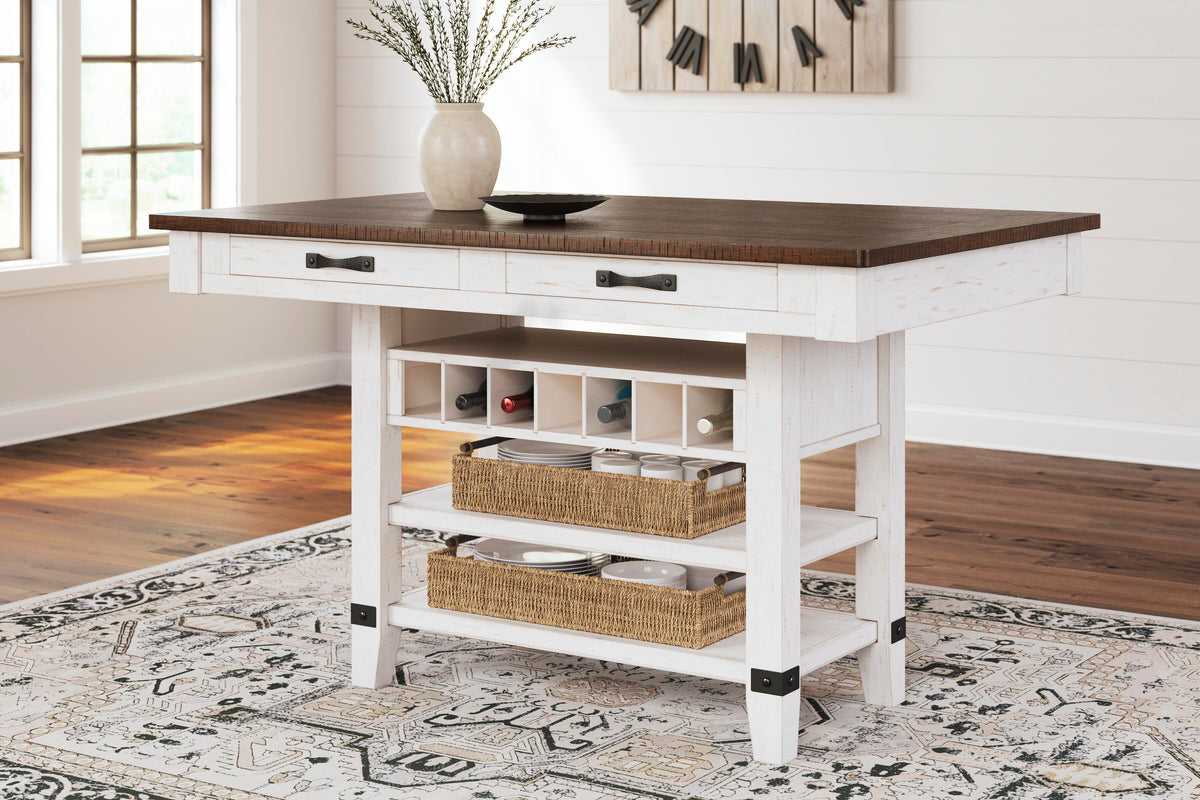 Valebeck Counter Height Dining Table - White/Brown (2)