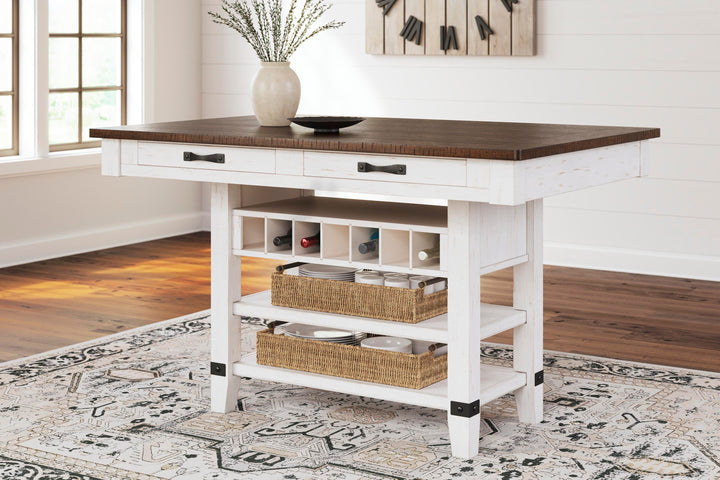Valebeck Counter Height Dining Table - White/Brown (2)