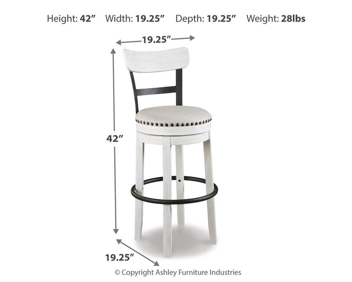 Valebeck Bar Height Bar Stool - White (4)