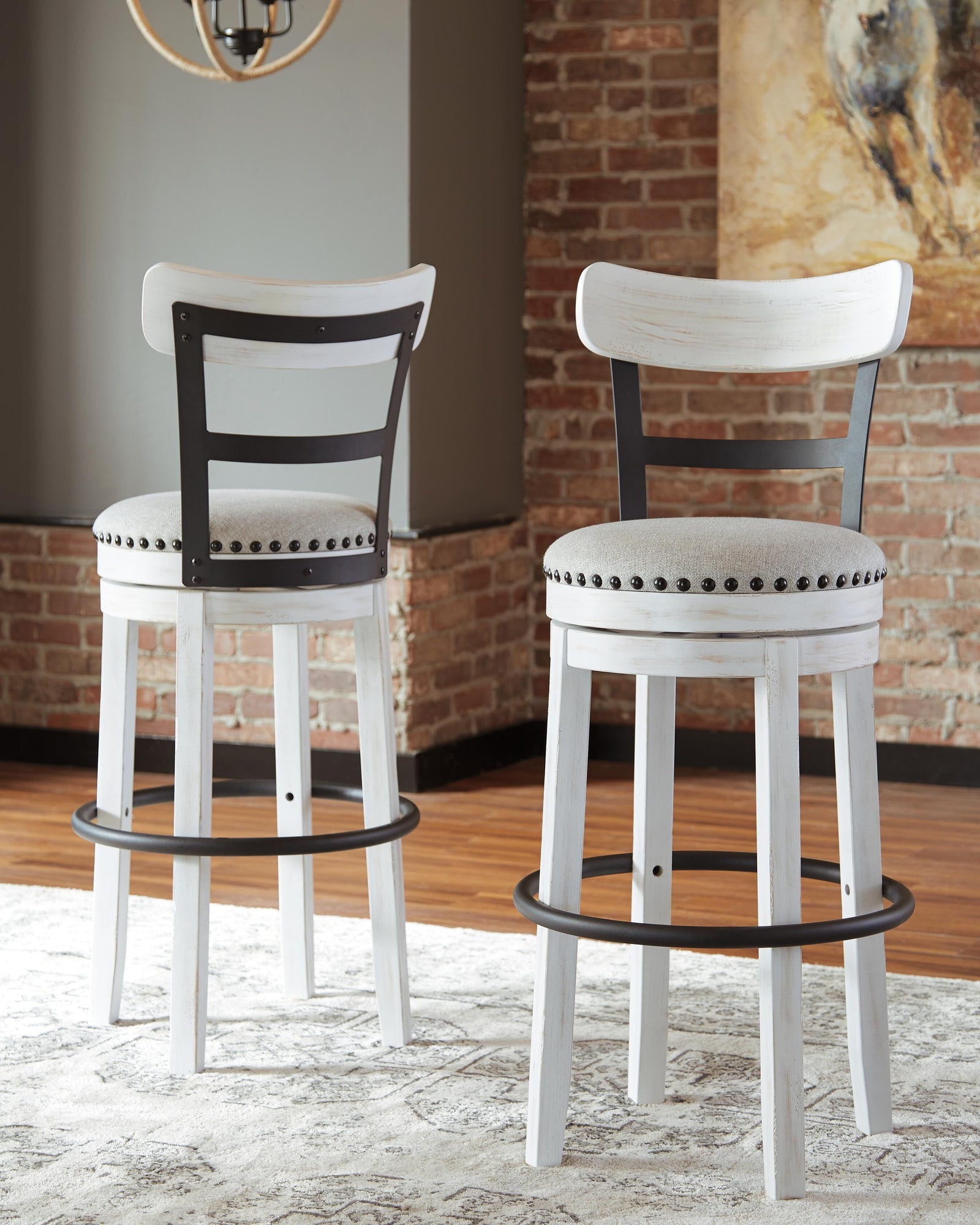 Valebeck Bar Height Bar Stool - White (2)