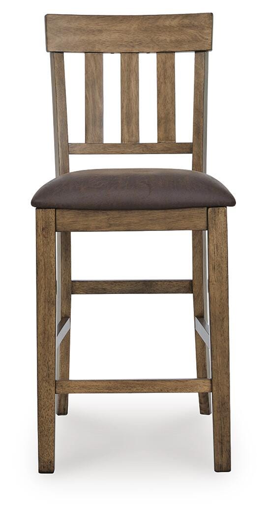 Urbinforte Counter Height Barstool - Light Brown (4)