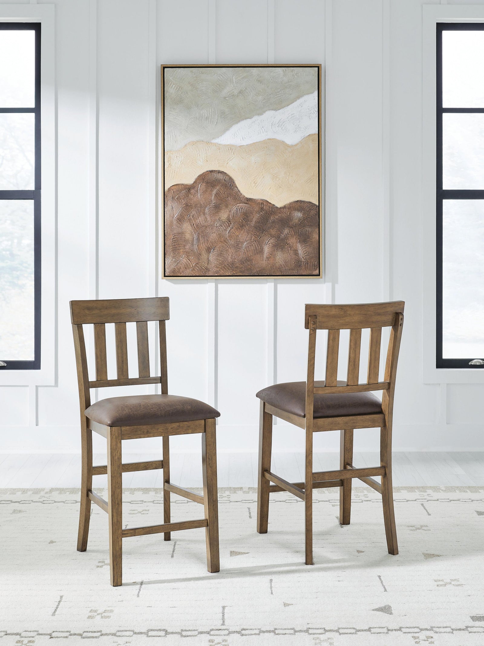 Urbinforte Counter Height Barstool - Light Brown (2)