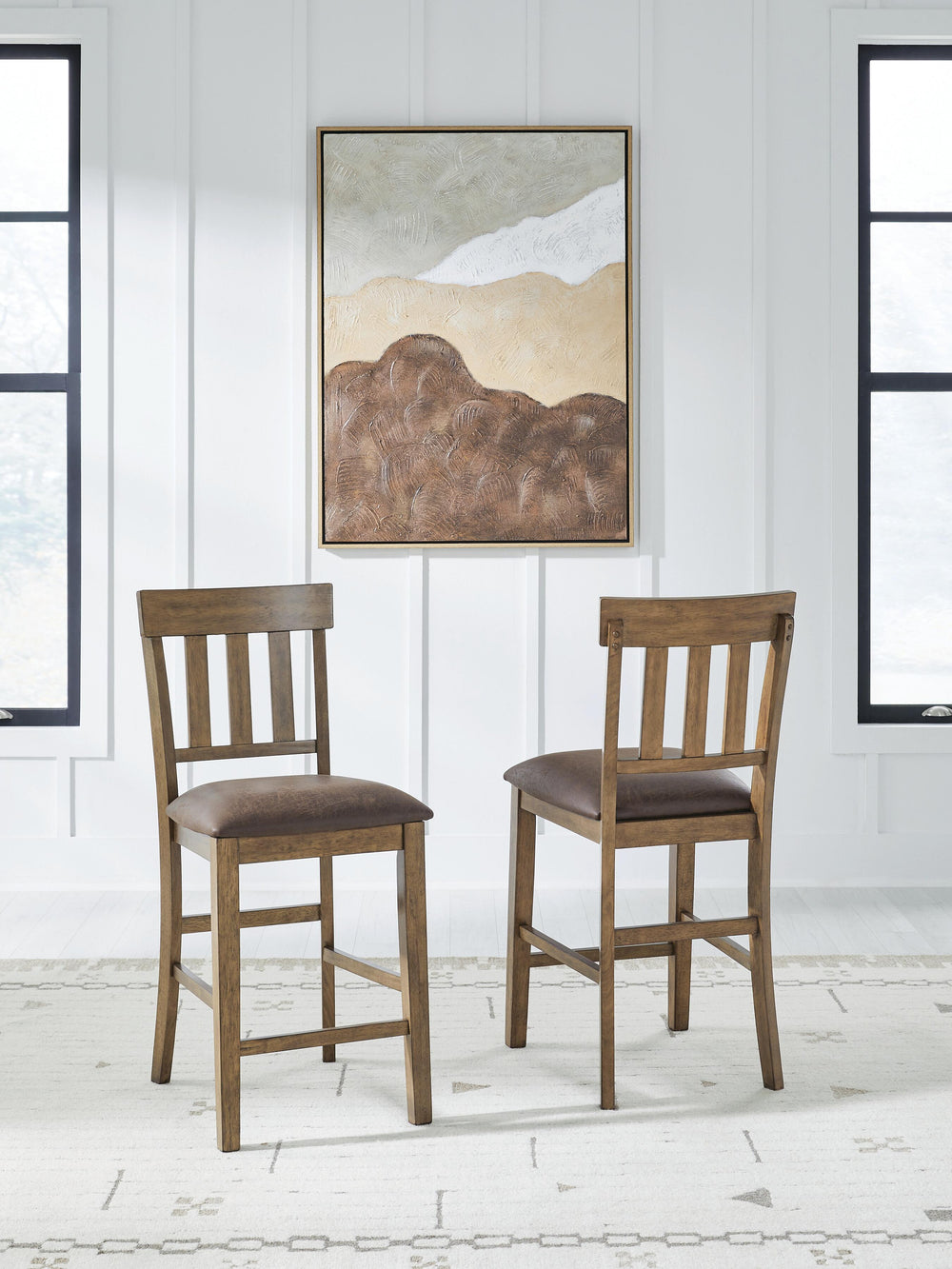 Urbinforte Counter Height Barstool - Light Brown (2)