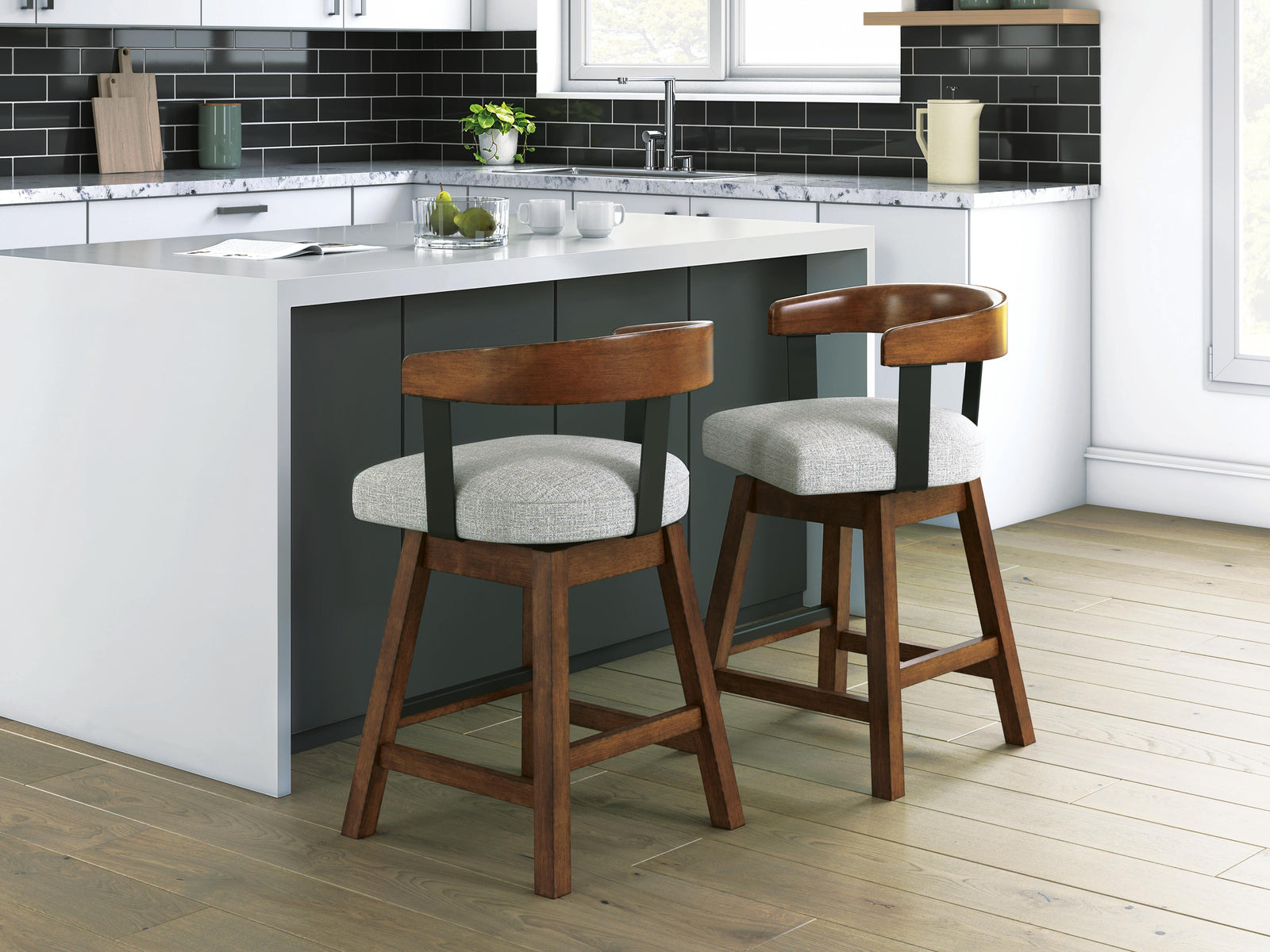 Ralene Counter Height Barstool - Light Brown (2)