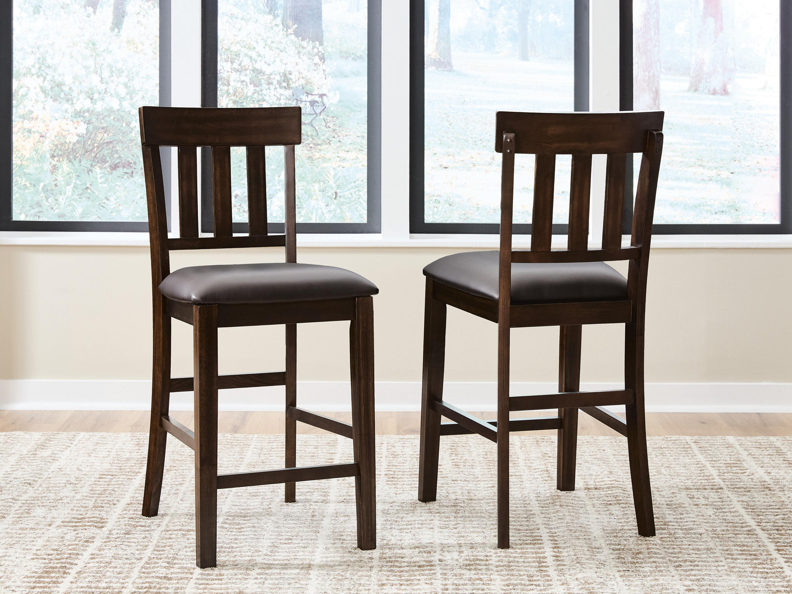 Haddigan Counter Height Bar Stool - Dark Brown (2)