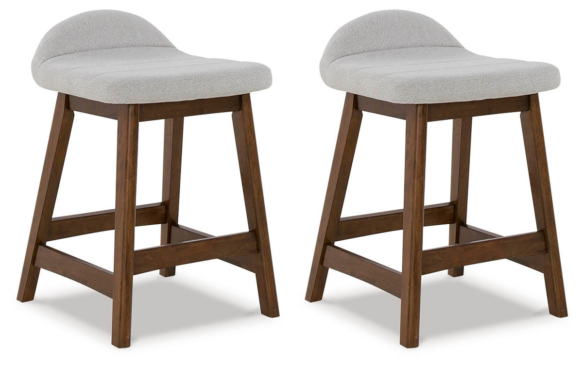 Lyncott Counter Height Bar Stool (Set of 2) - Light Gray/Brown (1)