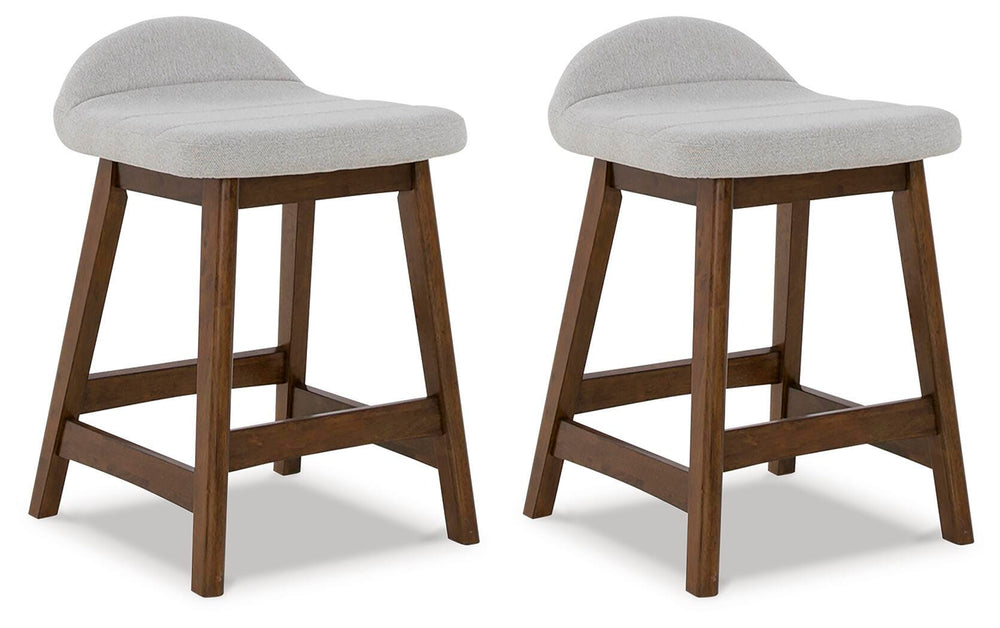 Lyncott Counter Height Bar Stool (Set of 2) - Light Gray/Brown (1)