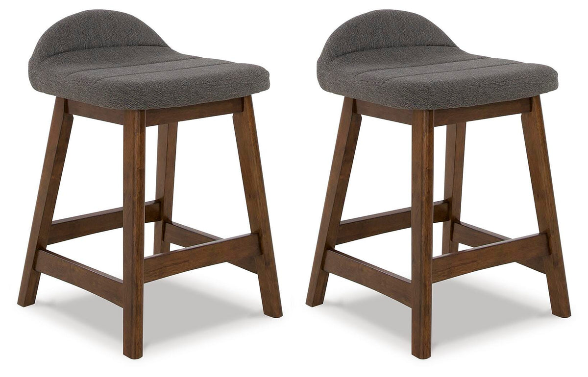 Lyncott Counter Height Bar Stool (Set of 2) - Charcoal/Brown (1)
