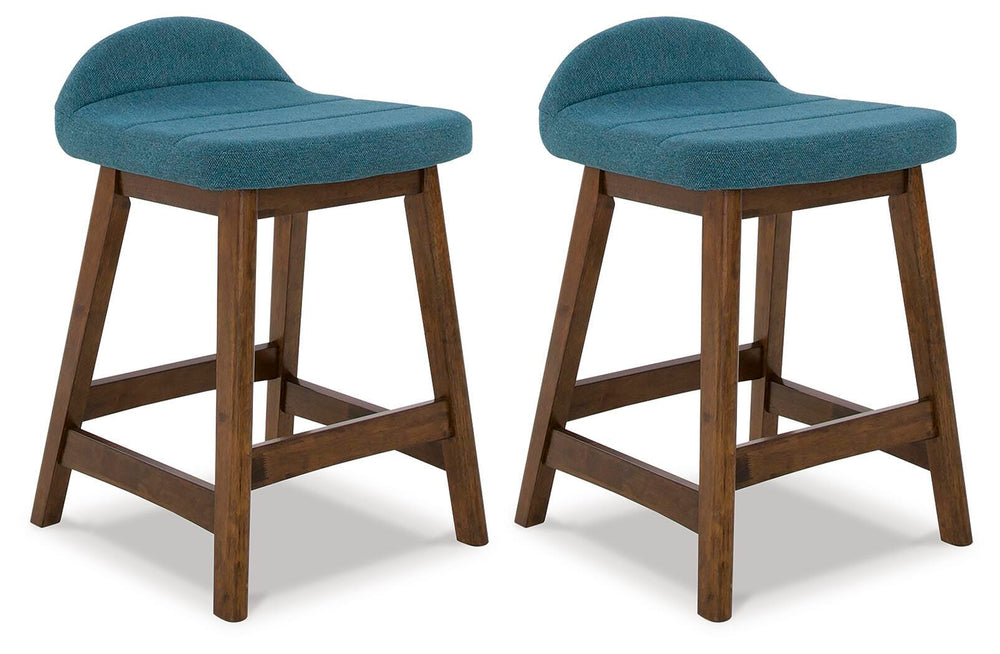 Lyncott Counter Height Bar Stool (Set of 2) - Blue/Brown (1)