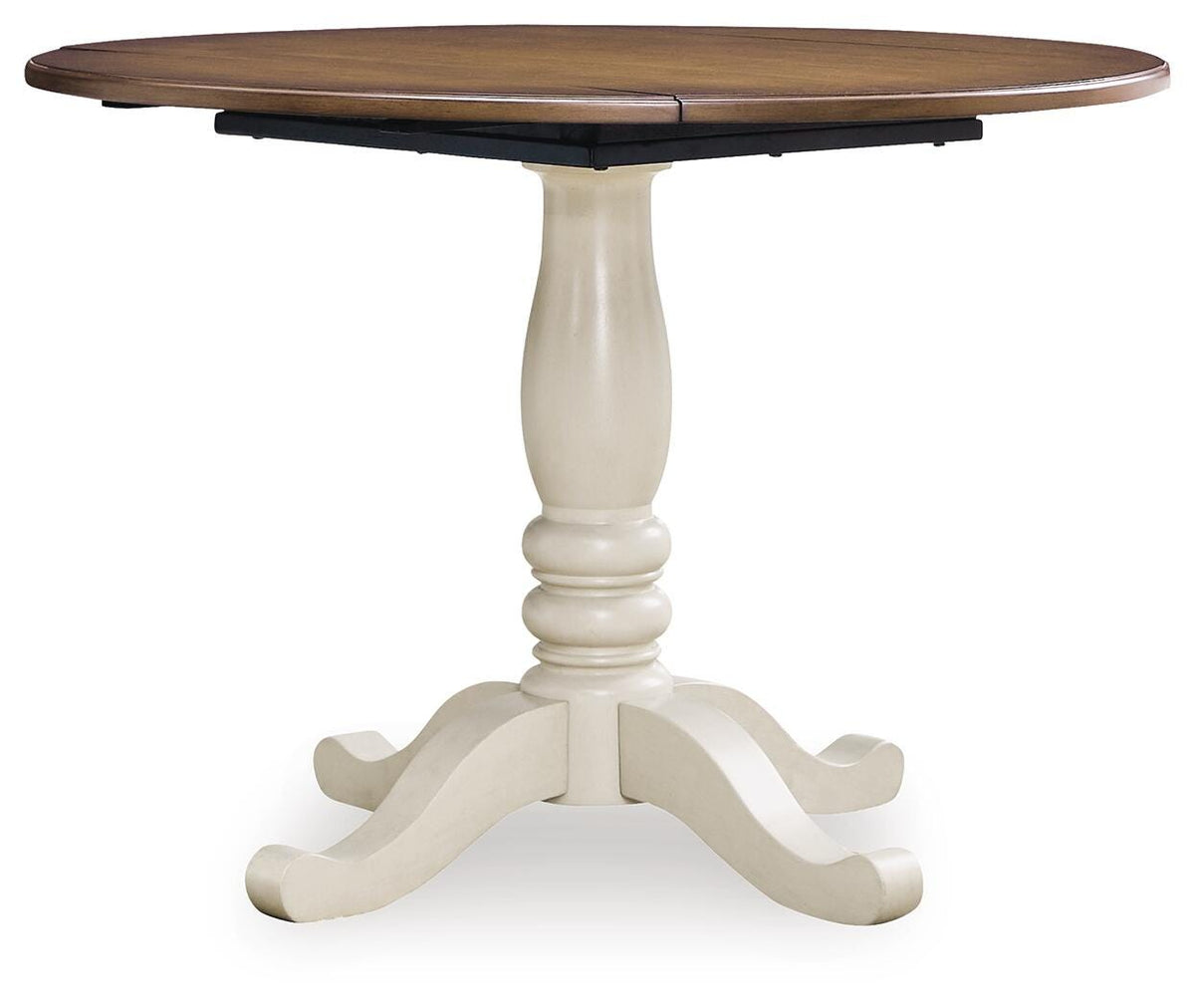 Wirloni Dining Drop Leaf Table - Antique White/Brown (1)