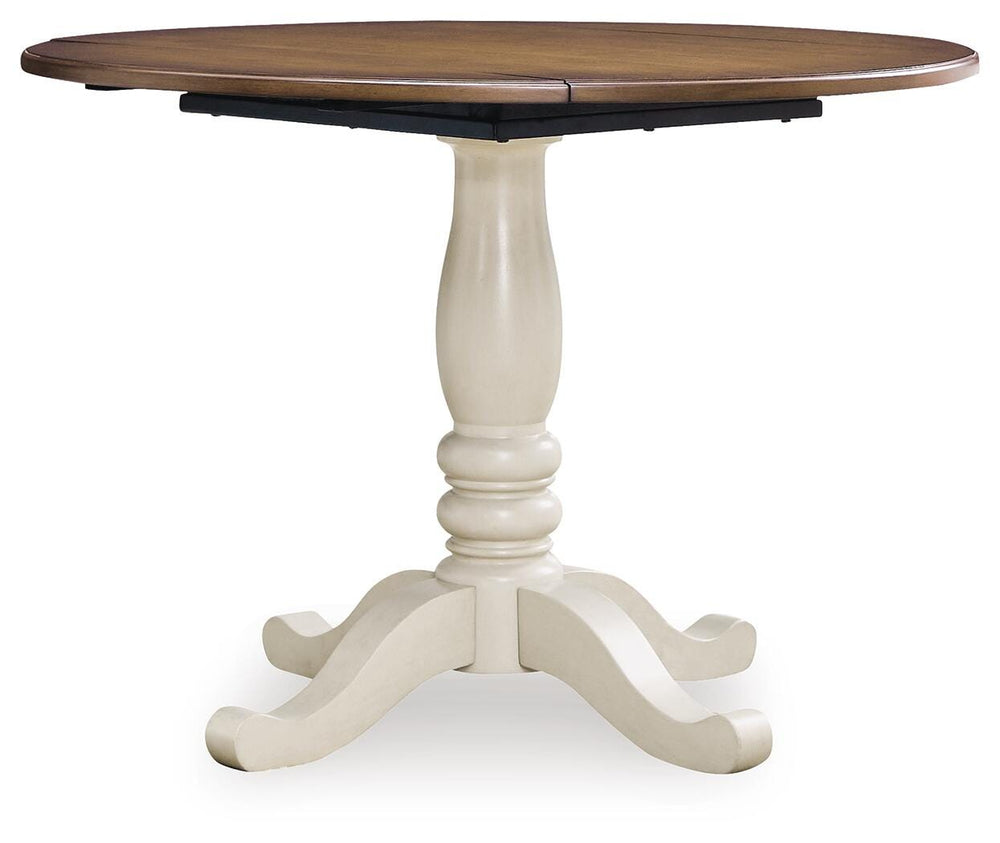 Wirloni Dining Drop Leaf Table - Antique White/Brown (1)
