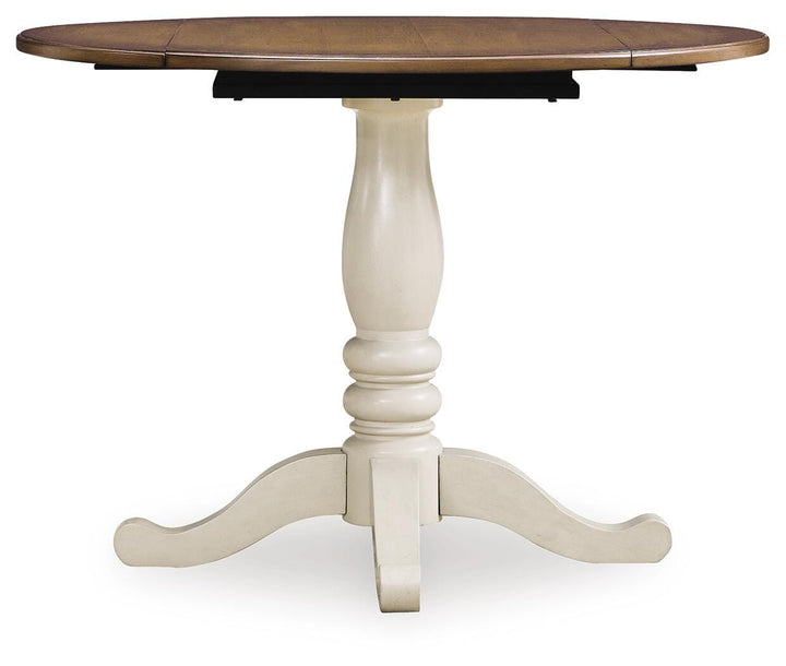 Wirloni Dining Drop Leaf Table - Antique White/Brown (3)